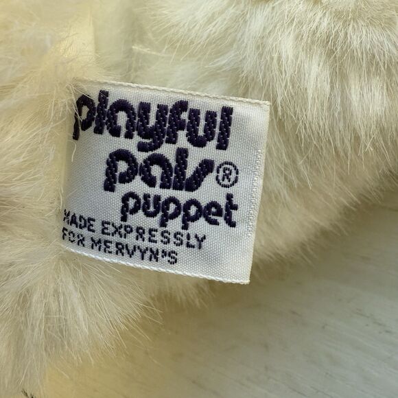 Vintage Mervyn’s Playful Pals Puppet White Puppy Dog Or Polar Bear - Picture 5 of 11